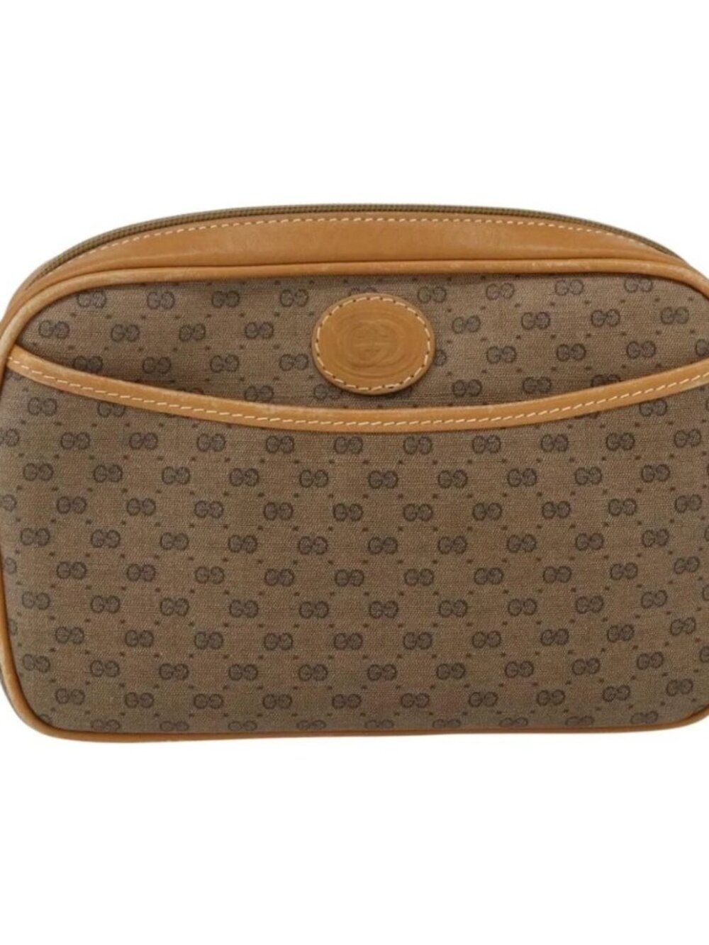 GUCCI Micro GG Supreme Shoulder Bag PVC Beige Gold Auth BA10759 - Picture 2 of 14